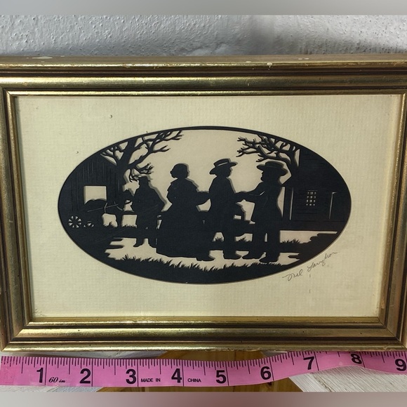NEL LAUGHON SILHOUETTE CUT ORIGINAL QUAKER SCENE PENCIL SIGNED - Picture 6 of 7
